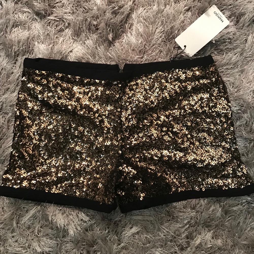 NWT Black and gold sequin shorts
